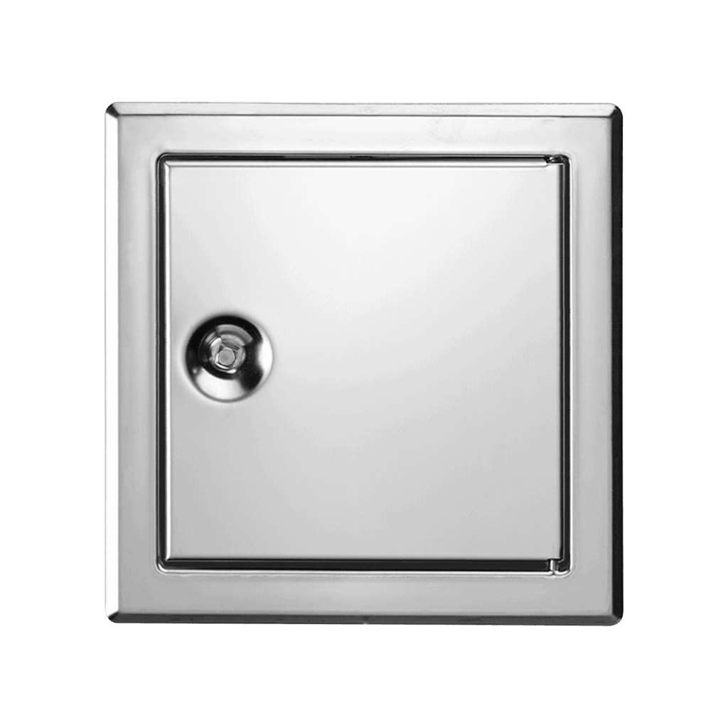 Inspectieluik Tempo Softline van gepolijst RVS, vierkantsleutel, 200×200 tot 600×600 mm