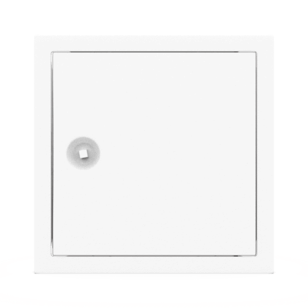 Stalen inspectieluik Tempo Softline, wit, vierkantsleutel, kader met zacht profiel, 150×150 tot 1300×1400 mm
