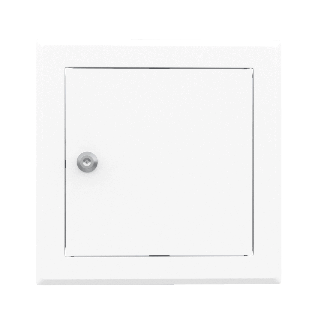 trappe-de-visite-metallique-softline-ouverture-cle-cylindrique-1-2.png Stalen inspectieluik Tempo Softline, wit, cilindersleutel, 150×150 tot 1200×1200 mm