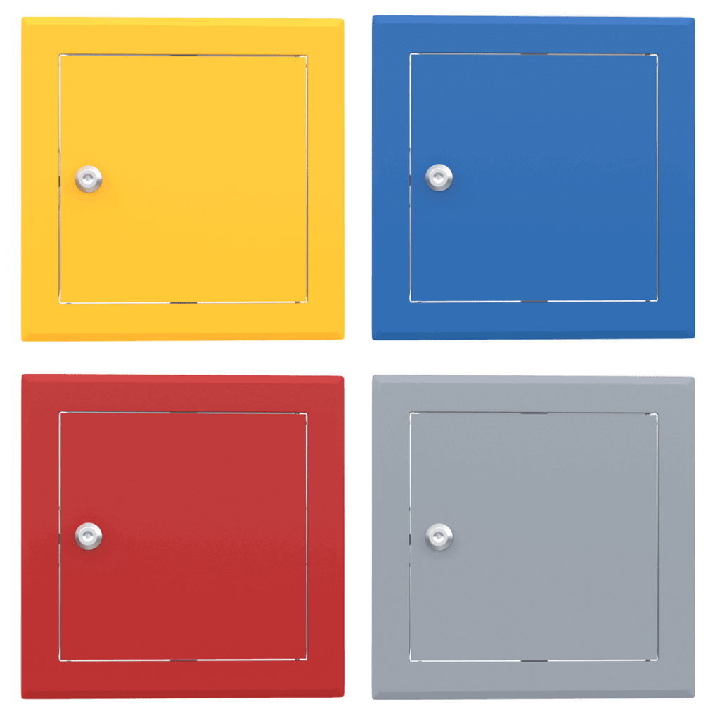 Stalen inspectieluik Tempo Softline gekleurd, cilindersleutel, in 14 RAL-kleuren, 200×200 tot 800×800 mm