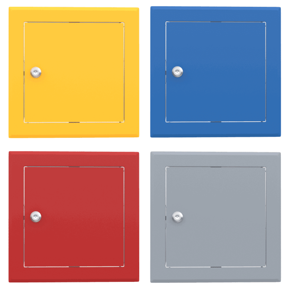 Stalen inspectieluik Tempo Softline gekleurd, cilindersleutel, in 14 RAL-kleuren, 200×200 tot 800×800 mm