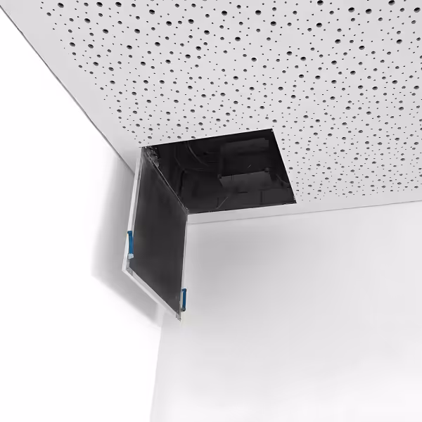 Geperforeerd inspectieluik 8/18 R geïntegreerd in akoestisch plafond